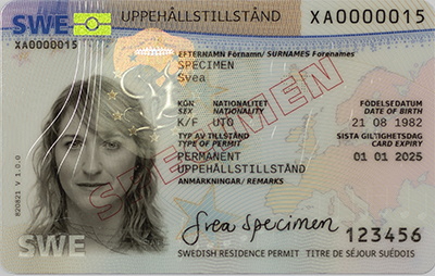 Residence Permit Card Migrationsverket   Specimen UT Kort 